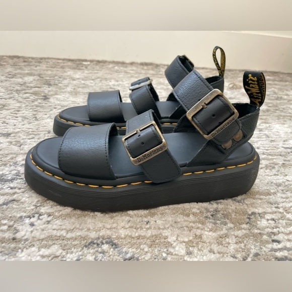 Doc Dr. Martens GRYPHON QUAD Chunky Leather Platform Gladiator Sandals Black - Picture 2 of 9